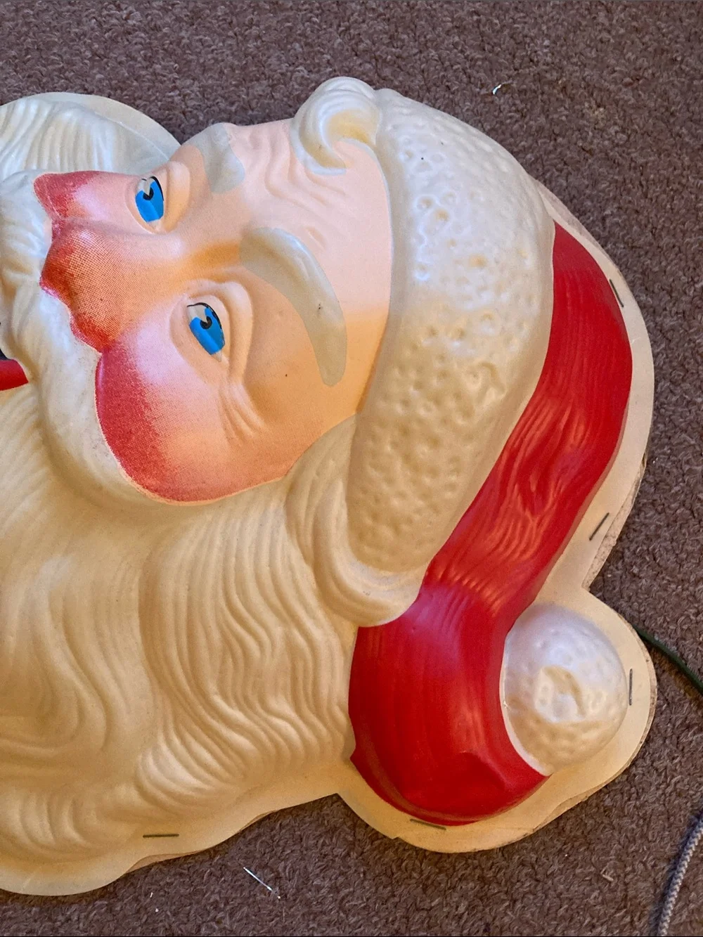50/60s Vintage Christmas blow mold light up Santa wall decoration works!